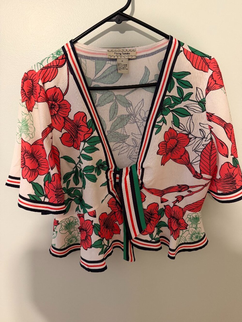 Retro-looking tie-front jacket